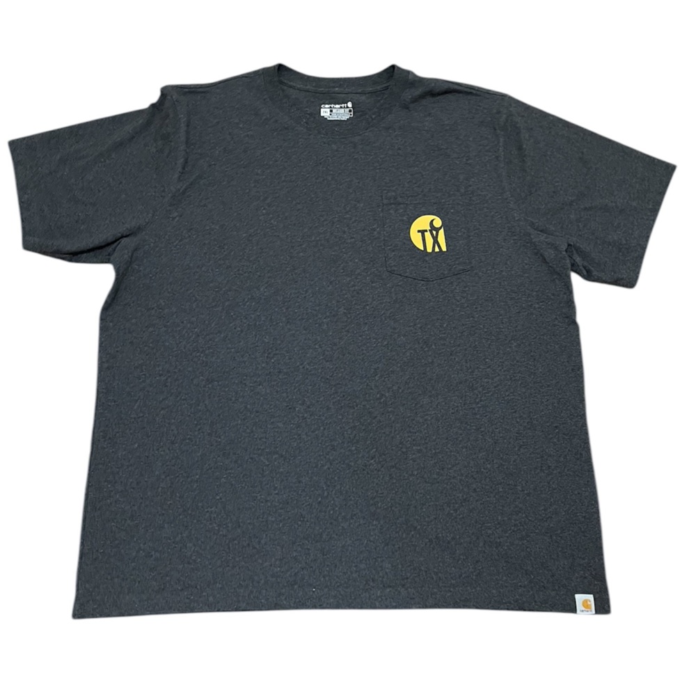 Carhartt Relaxed Fit Dark Gray Yellow Texas Pocket Short Sleeve Tee T Shirt 2XL